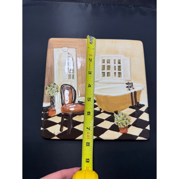 Winterle Olson Bathroom Ceramic Art Tile Whimsical Scene Wall Decor Signed - Picture 4 of 7